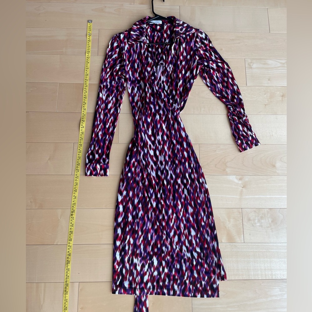 Calvin Klein Midi Wrap dress, ck, full wrap, true wrap, pink red purple EUC!